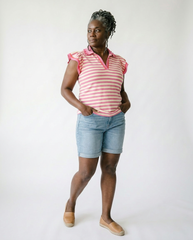 Striped Ruffle Sleeve Blouse | Feminine Cottagecore Top
