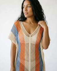 Striped Crochet Fringe Maxi Dress | Cottage Core Cover-Up