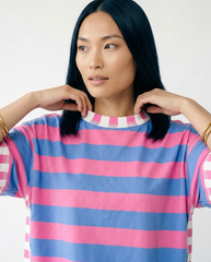 Striped Patchwork Oversized Top | Cottage Blush