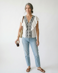 Vintage Ruffled V-Neck Blouse | Cottage Blush Feminine Top