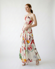 Floral Halter Cut-Out Maxi Dress | Cottage Blush