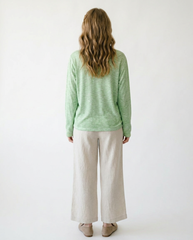Vintage Contrast Stitch V-Neck Knit Cotton Top