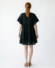 Pol Cotton Ruffle V-Neck Dress | Feminine Shirred Mini
