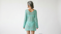 Sheer Knit Long Sleeve Cover-Up Dress | Cottage Blush