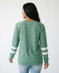 Soft Cotton V-Neck Raglan Sleeve Tee | Long Sleeve Top