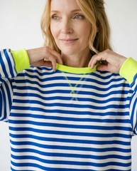 Vintage Striped Ribbed Trim Sweatshirt | Cottage Blush