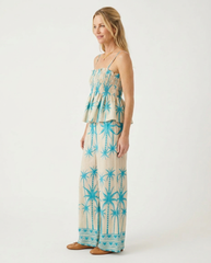 Palm Tree Print Smocked Cami Top | Cottage Blush