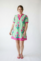 Floral Stripe Mix Cotton Dress | Whimsical Cottagecore Style