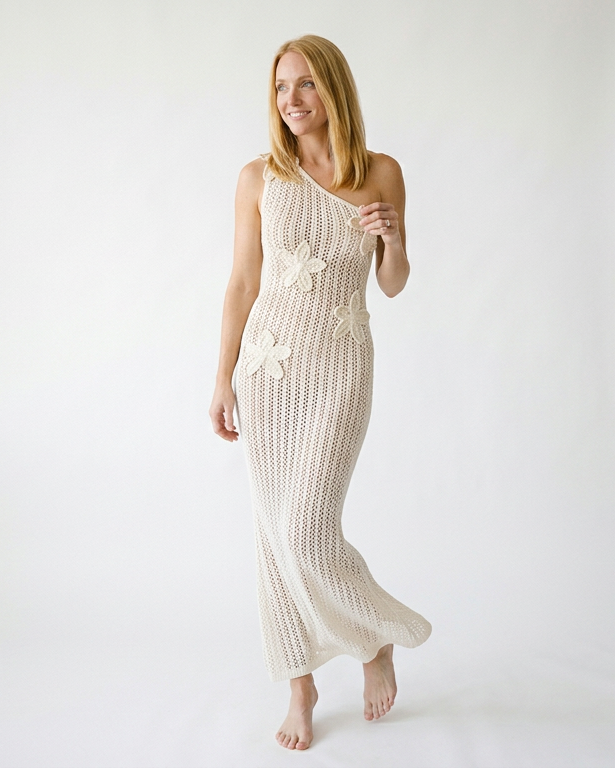 One-Shoulder Crochet Maxi Dress