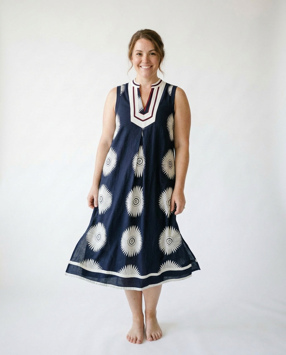 Umgee Geometric Midi Dress | Flowy Sleeveless Sundress