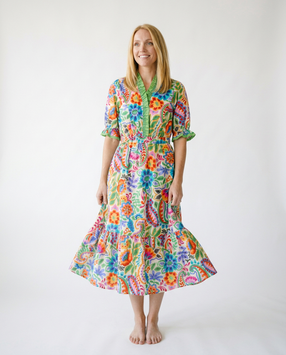 Floral Ruffle Midi Dress | Romantic Cottagecore Sundress