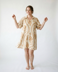 Leafy Ogee Print Mini Dress | Breezy Boho Cottage Style