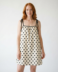 Polka Dot Tied Spaghetti Strap Mini Dress | Cottage Blush