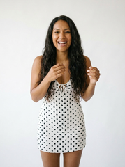 Polka Dot Tie-Front Mini Dress | Cottage Core Aesthetic