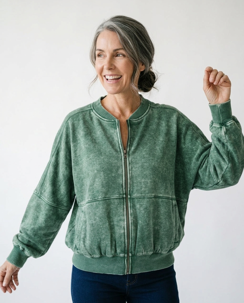 Vintage Acid Wash Fleece Jacket | Cozy Cottage Layering