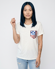 Americana Sequin Flag T-Shirt | Sparkly Short Sleeve Top