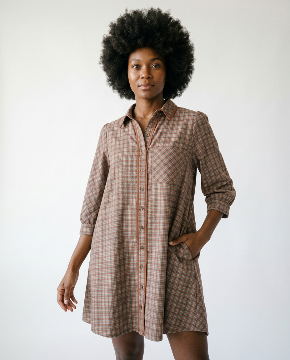 Umgee Plaid Oversized Shirt Dress | Relaxed Cotton Mini