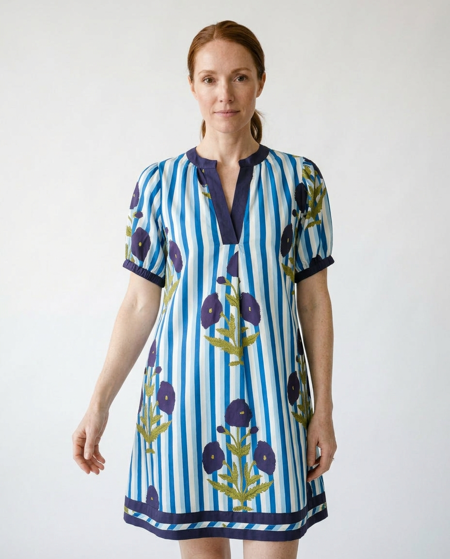 Floral Stripe Mix Contrast Dress | Whimsical Cottagecore