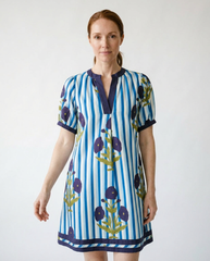 Floral Stripe Mix Contrast Dress | Whimsical Cottagecore