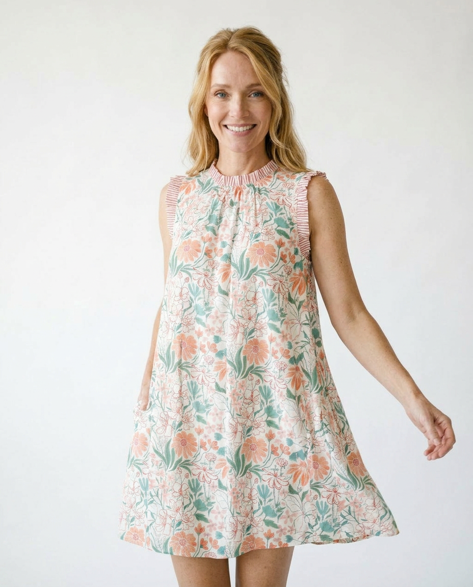 Floral Babydoll Dress with Pockets | Cottage Blush