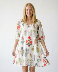 Vintage Floral Encyclopedia Mini Dress | Cottage Blush