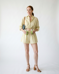 Striped Button-Up Shirt and Shorts Set | Cottage Blush