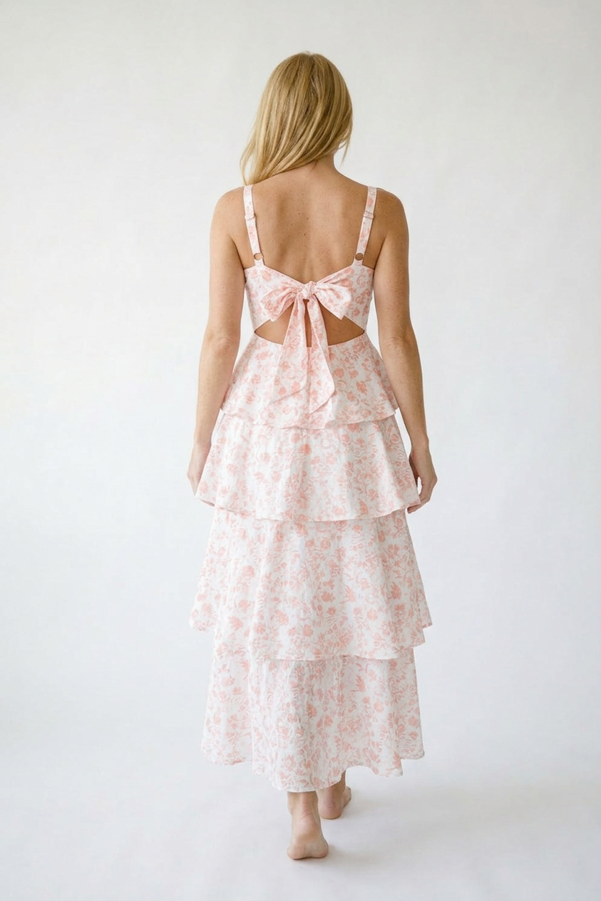 Floral Layered Tiered Maxi Dress | Cottage Blush Floral