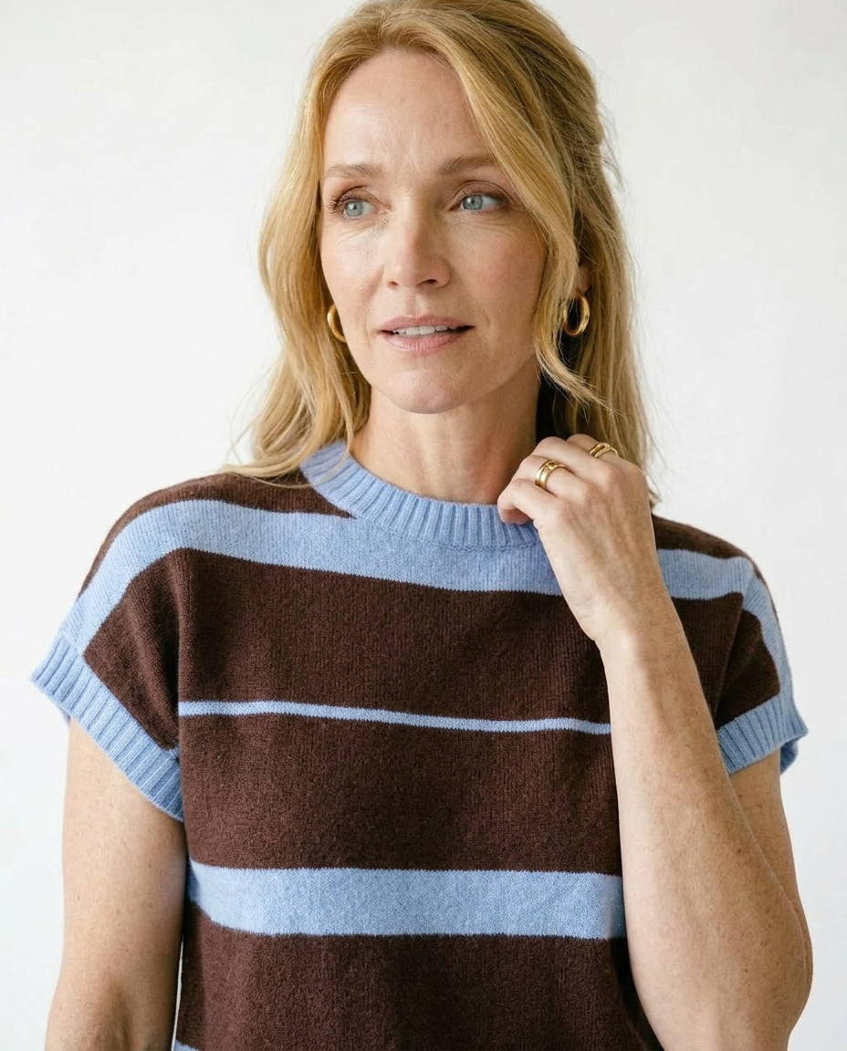 Striped Short Sleeve Knit Top | Romantic Cottagecore Blouse