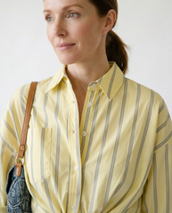 Striped Button-Up Shirt and Shorts Set | Cottage Blush