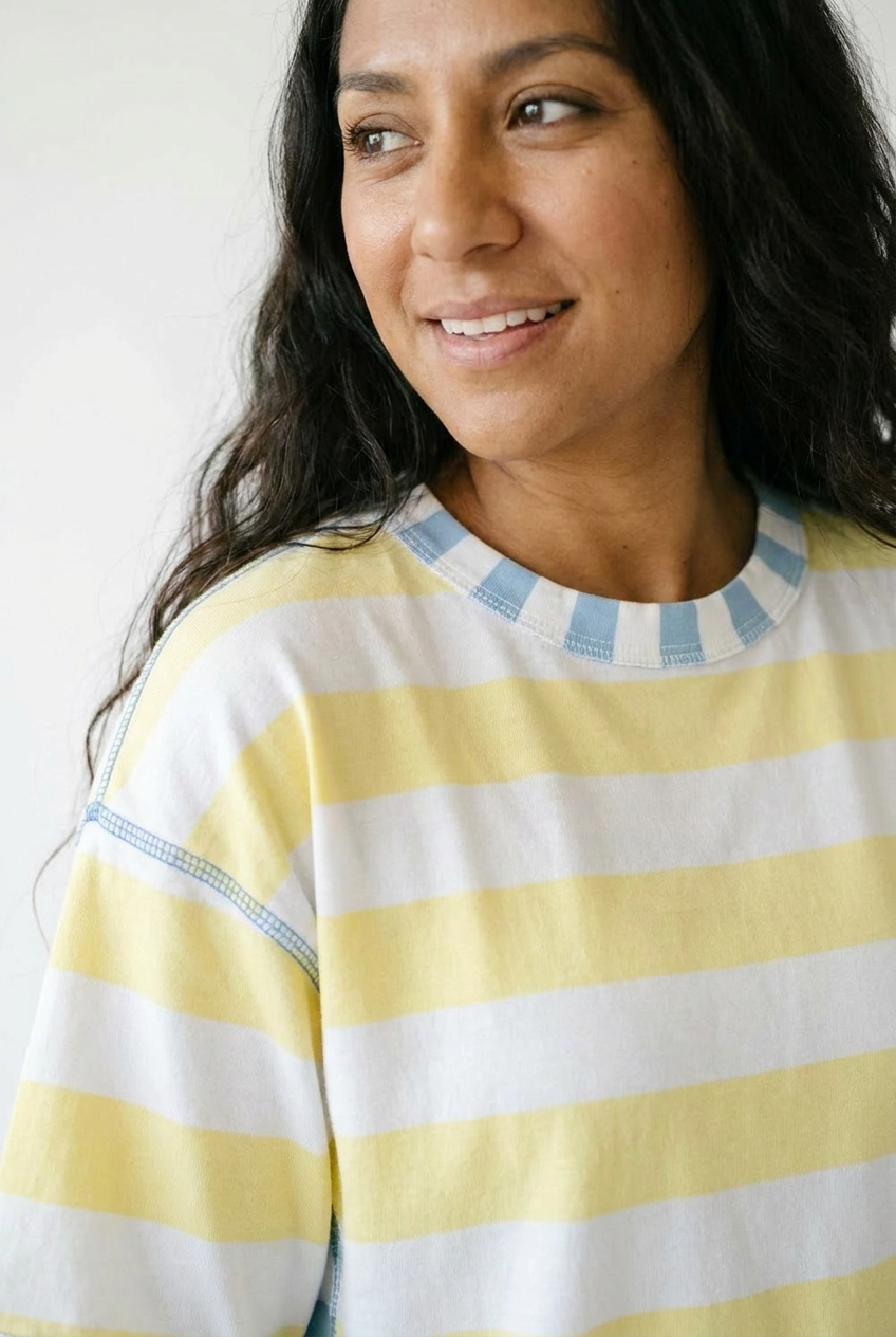 Vintage Striped Half Sleeve Top | Cottage Blush Everyday