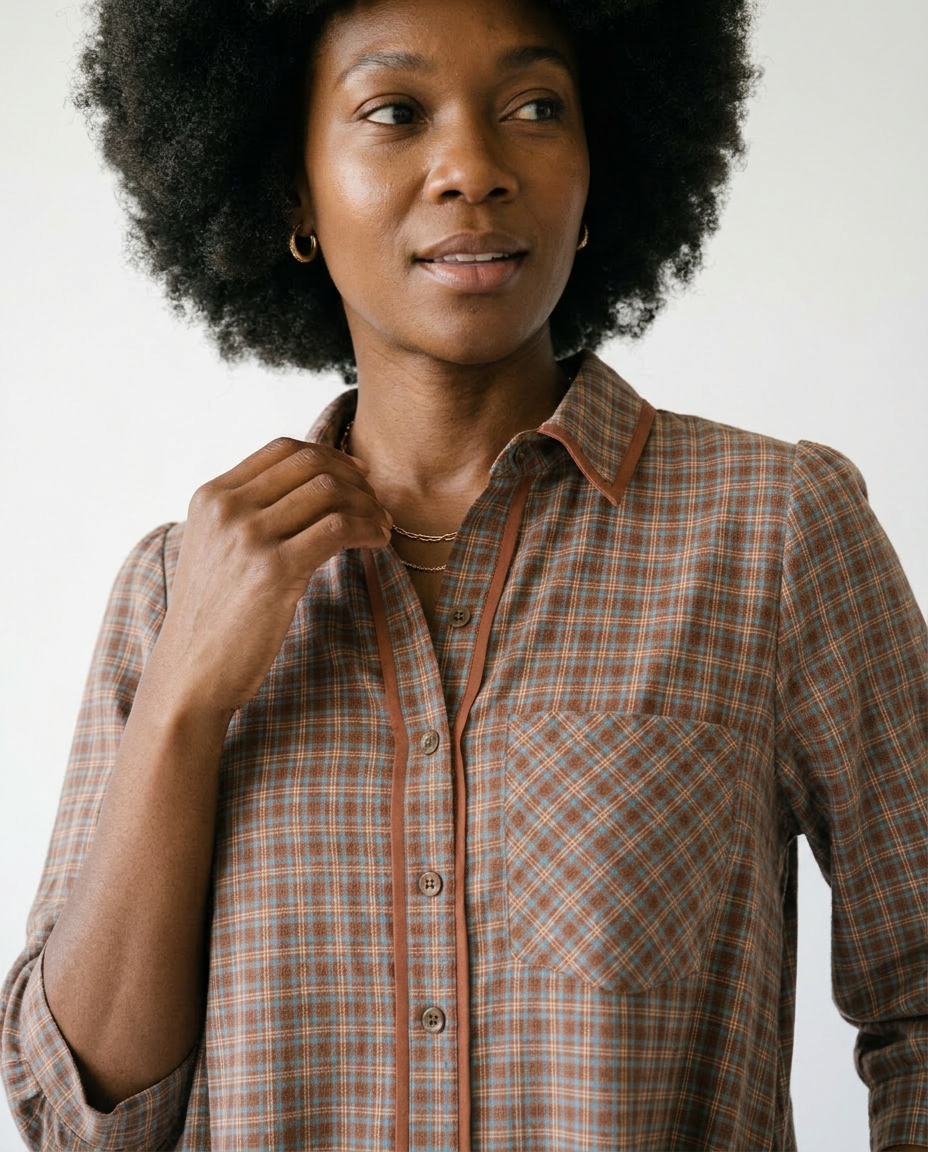 Umgee Plaid Oversized Shirt Dress | Relaxed Cotton Mini