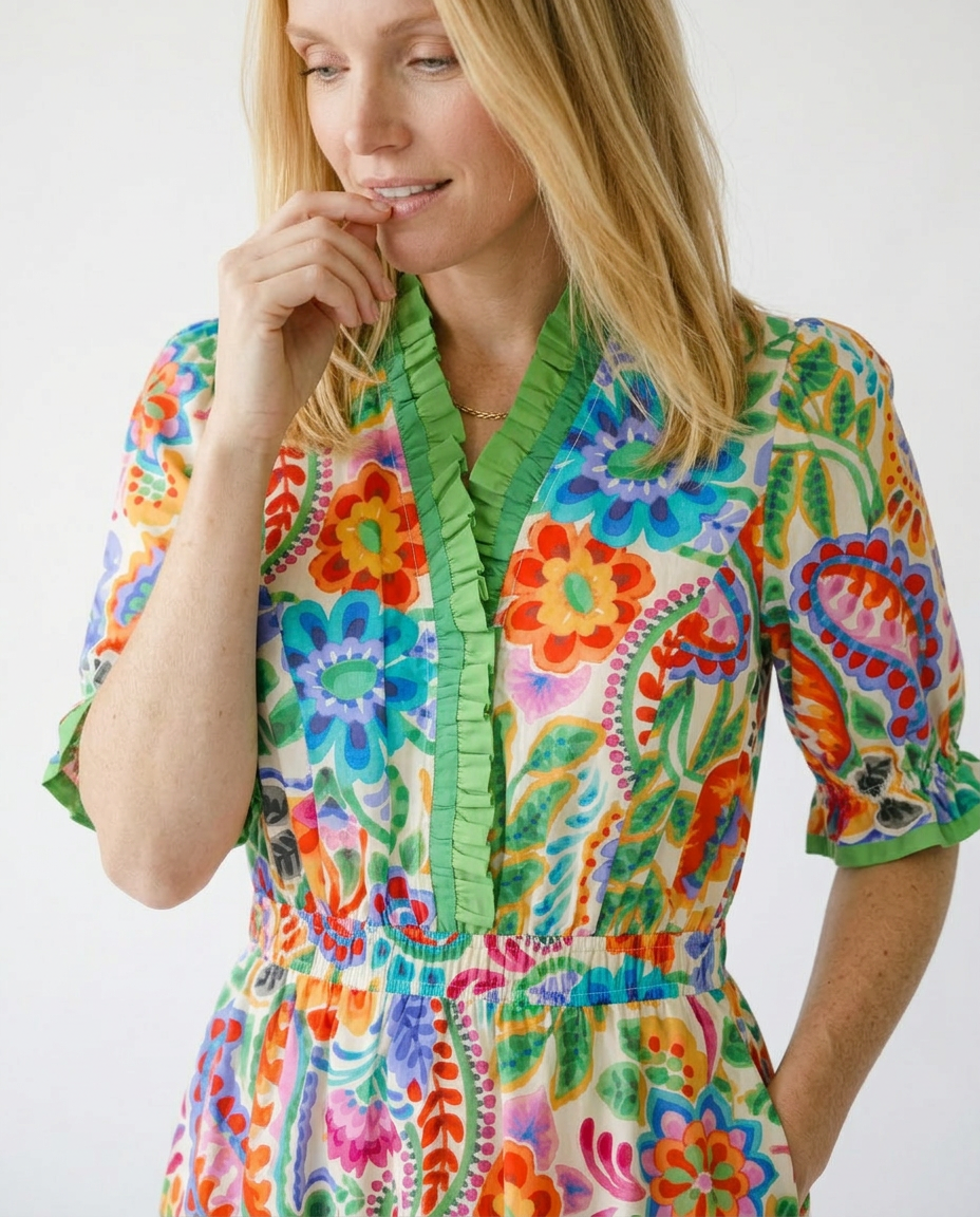 Floral Ruffle Midi Dress | Romantic Cottagecore Sundress