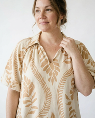 Leafy Ogee Print Mini Dress | Breezy Boho Cottage Style