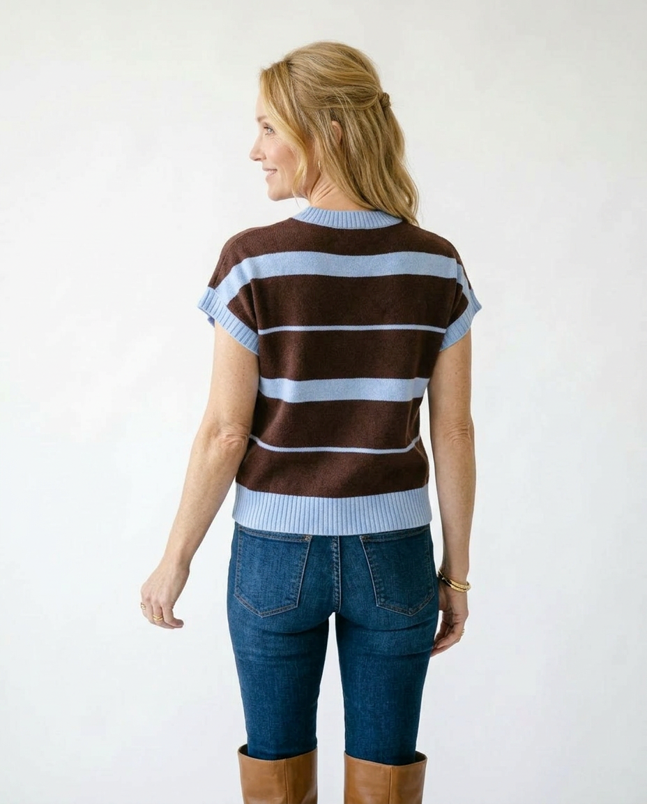Striped Short Sleeve Knit Top | Romantic Cottagecore Blouse
