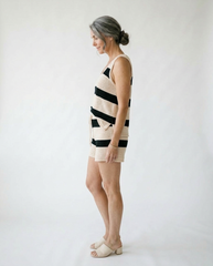 Striped Knit Tank and Shorts Lounge Set | Cottage Blush