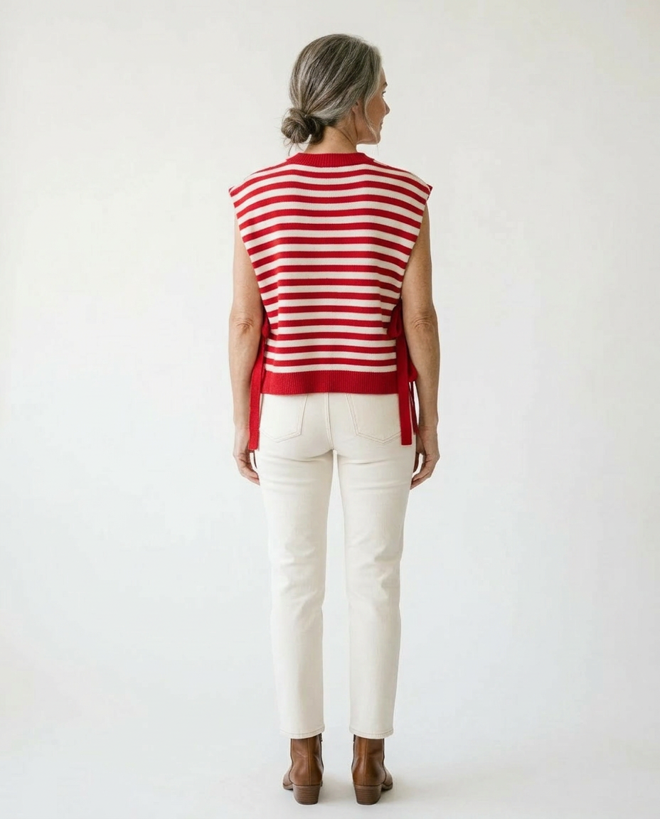 Patriotic Star Patch Stripe Sweater Vest | Cottage Blush
