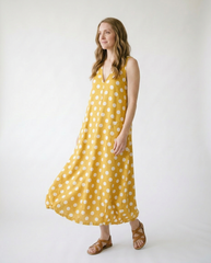 Polka Dot V-Neck Sleeveless Maxi Dress | Cottage Blush