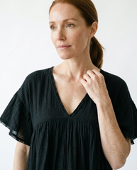 Pol Cotton Ruffle V-Neck Dress | Feminine Shirred Mini