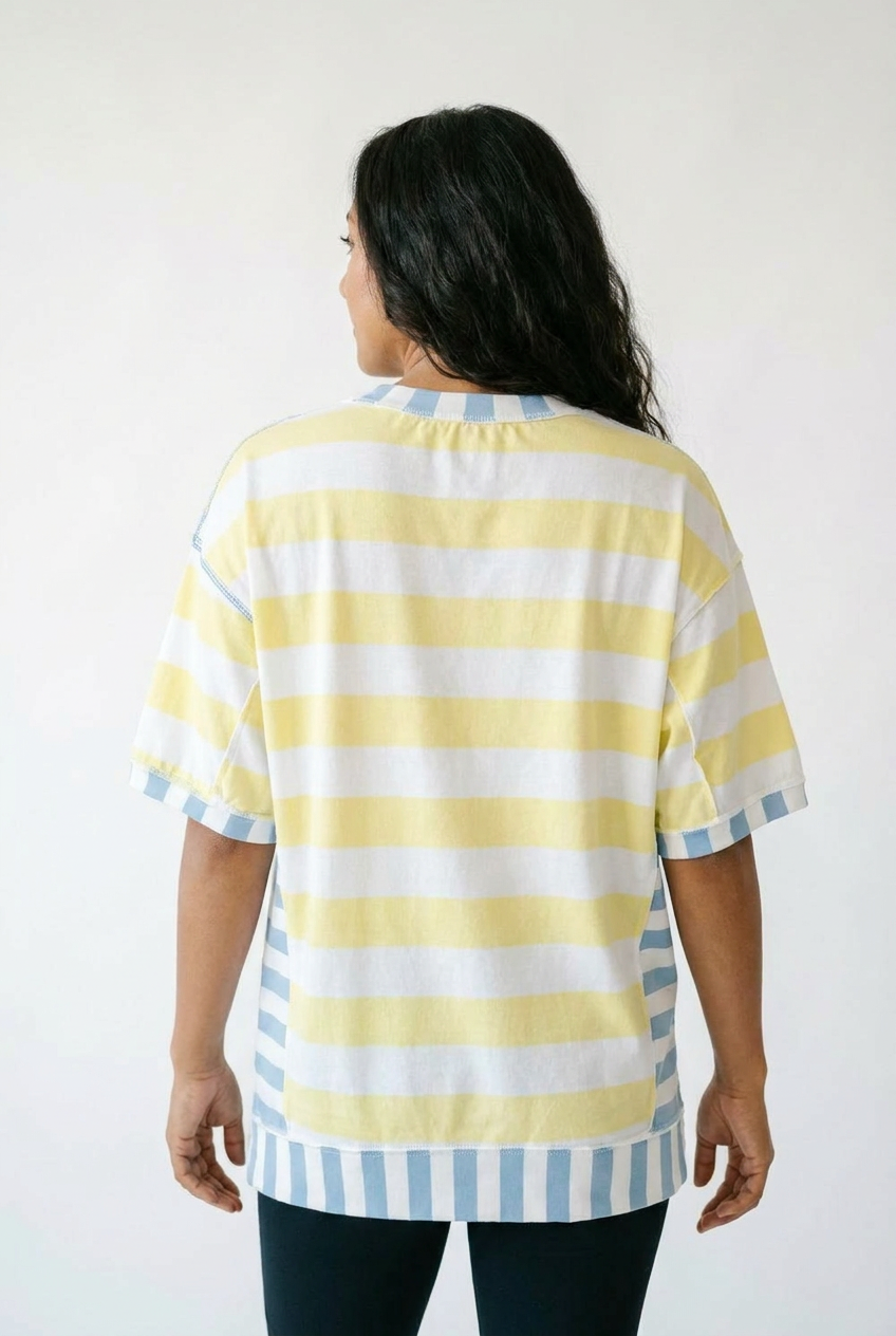 Vintage Striped Half Sleeve Top | Cottage Blush Everyday