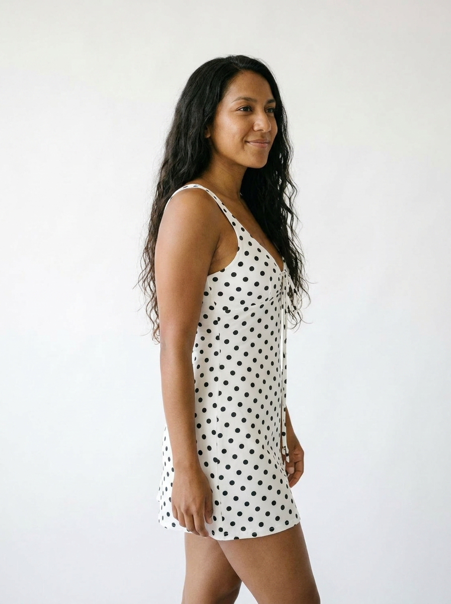 Polka Dot Tie-Front Mini Dress | Cottage Core Aesthetic