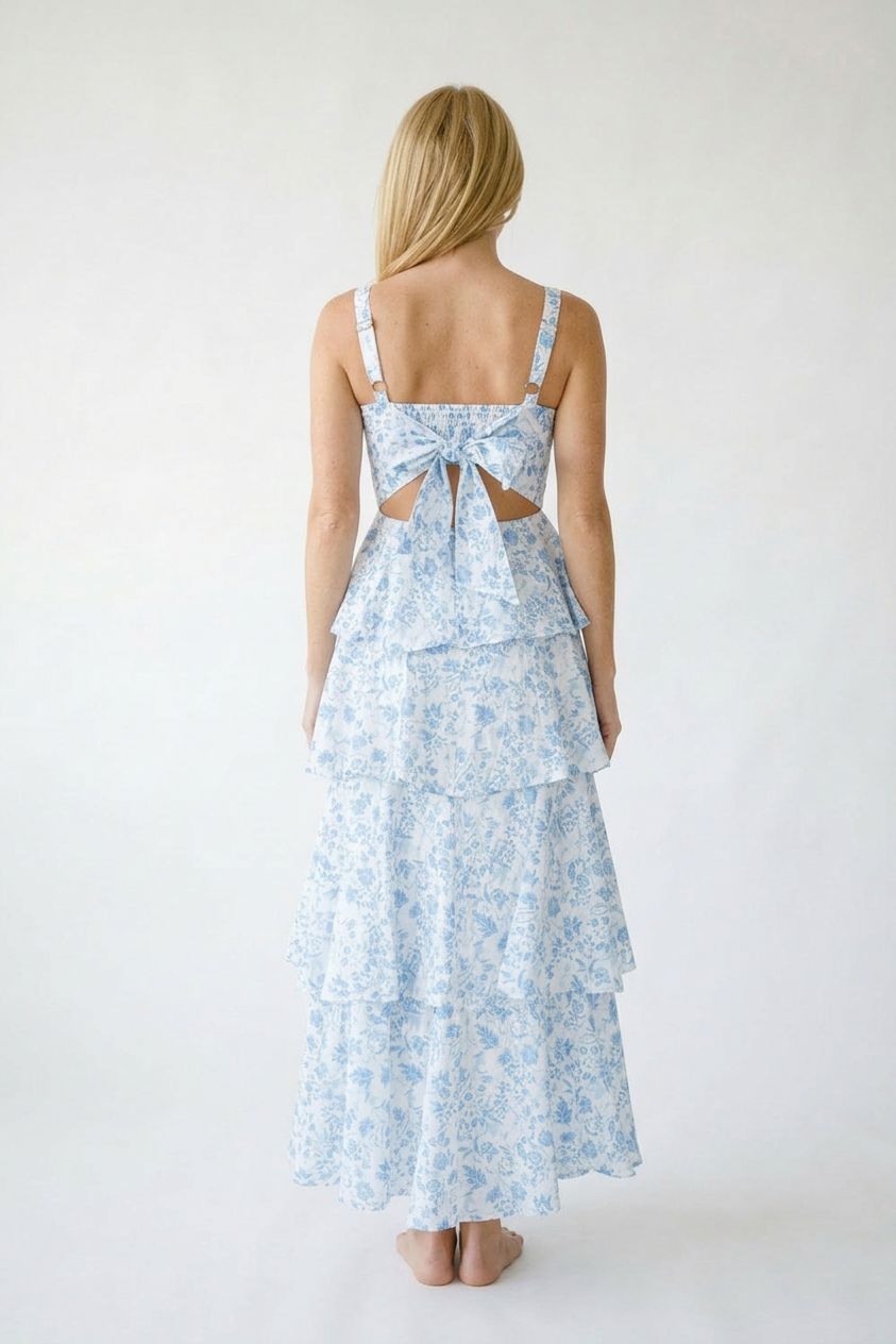 Floral Layered Tiered Maxi Dress | Cottage Blush Floral