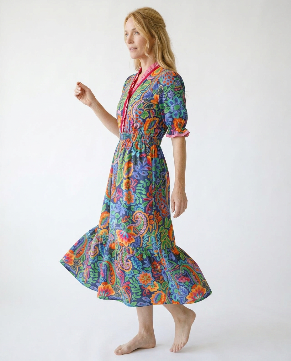 Floral Ruffle Midi Dress | Vintage Inspired Cottage Core