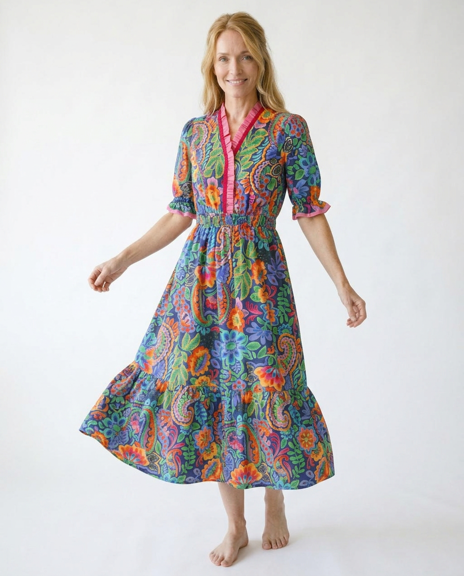 Floral Ruffle Midi Dress | Vintage Inspired Cottage Core