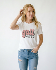 Vintage Y'ALL Graphic Tee | Feminine Casual Round Neck Top
