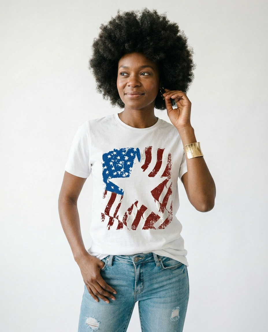 Vintage Patriot US Flag Graphic Tee | Cottage Blush