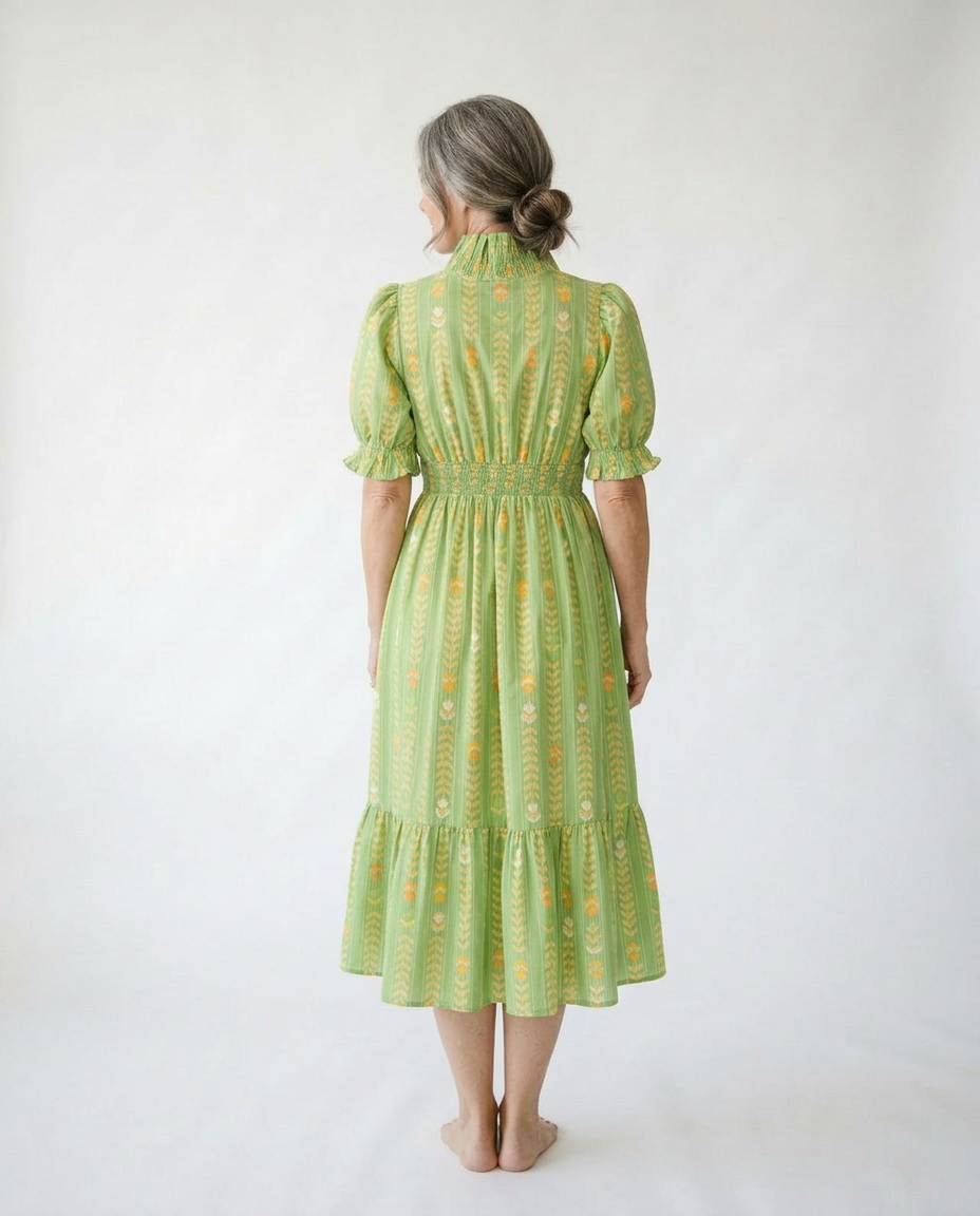 Vibrant Ruffle Smocked Midi Dress | Feminine Cottagecore
