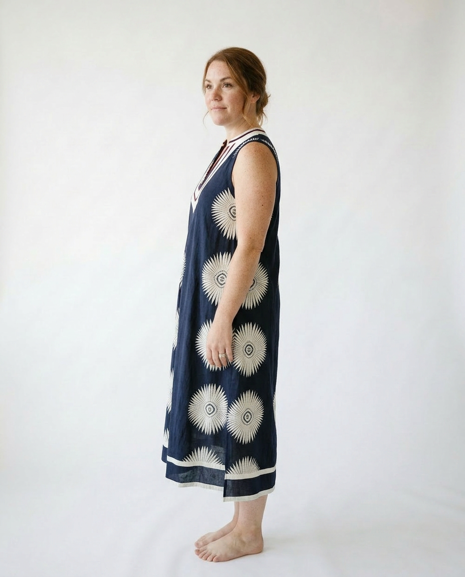 Umgee Geometric Midi Dress | Flowy Sleeveless Sundress