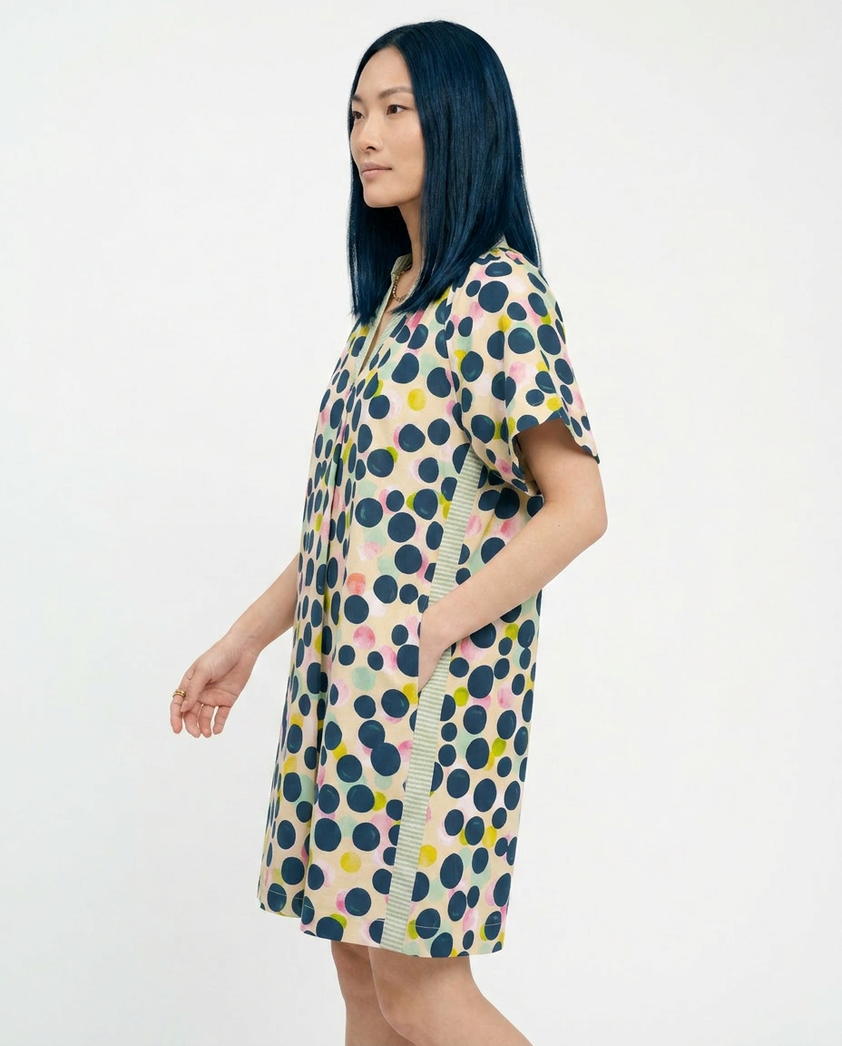 Umgee Polka Dot Tunic Dress with Contrast Trim
