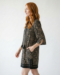 Umgee Geometric V-Neck Tassel Tunic Dress | Cottage Blush