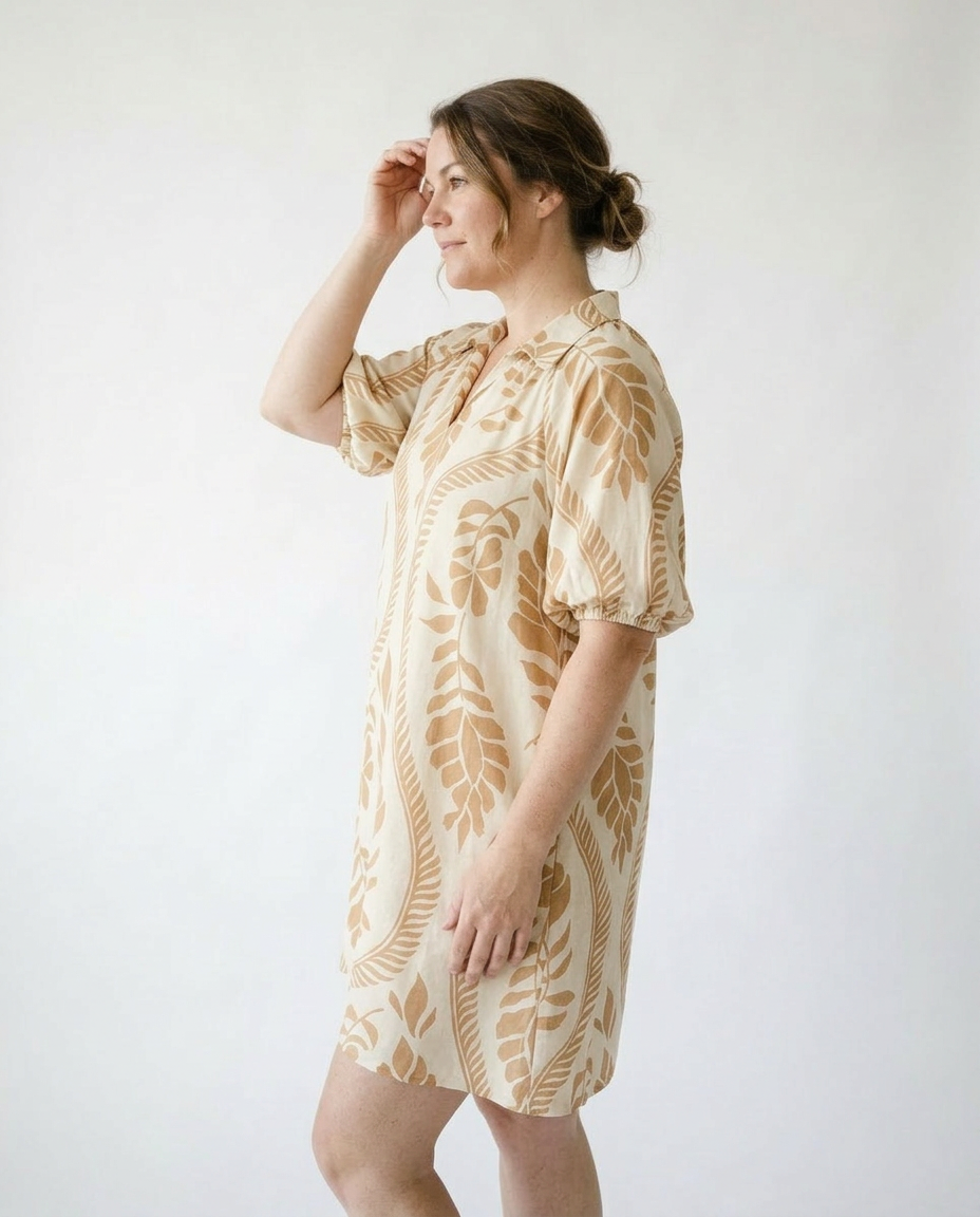 Leafy Ogee Print Mini Dress | Breezy Boho Cottage Style